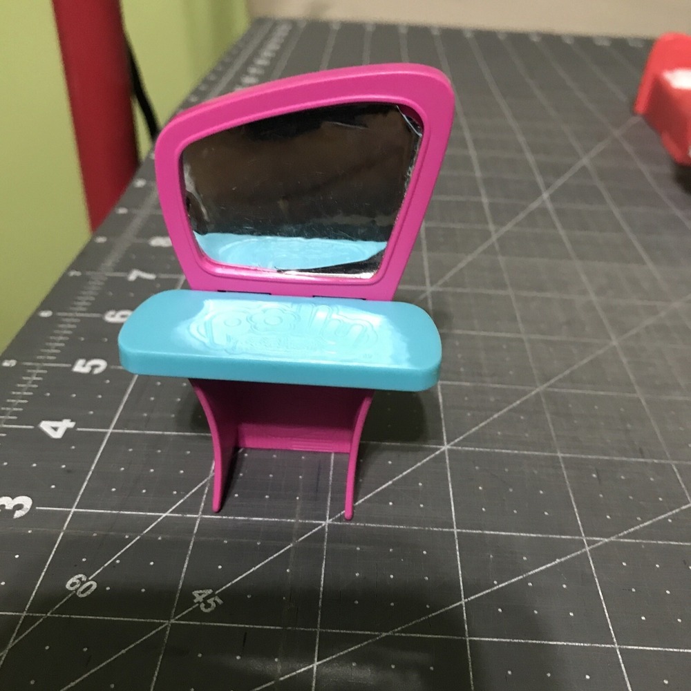 Vtg POLLY POCKET Vanity Mirror Spa stand bedroom furniture‎ Pink Purple Blue